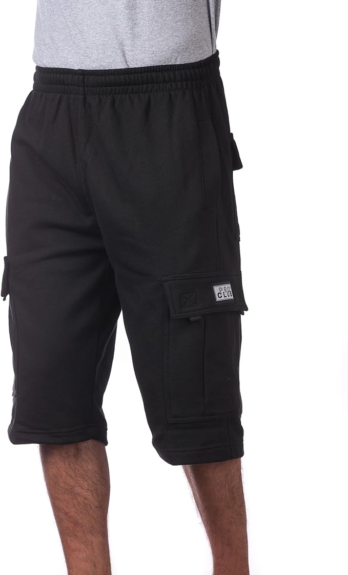 Shorts PROCLUB Men's Heavyweight Cargo Sweat Shorts 6 Pockets Fleece Shorts Pro Club Hip Hop Shorts Casual Sweat shorts Cotton Casual plain