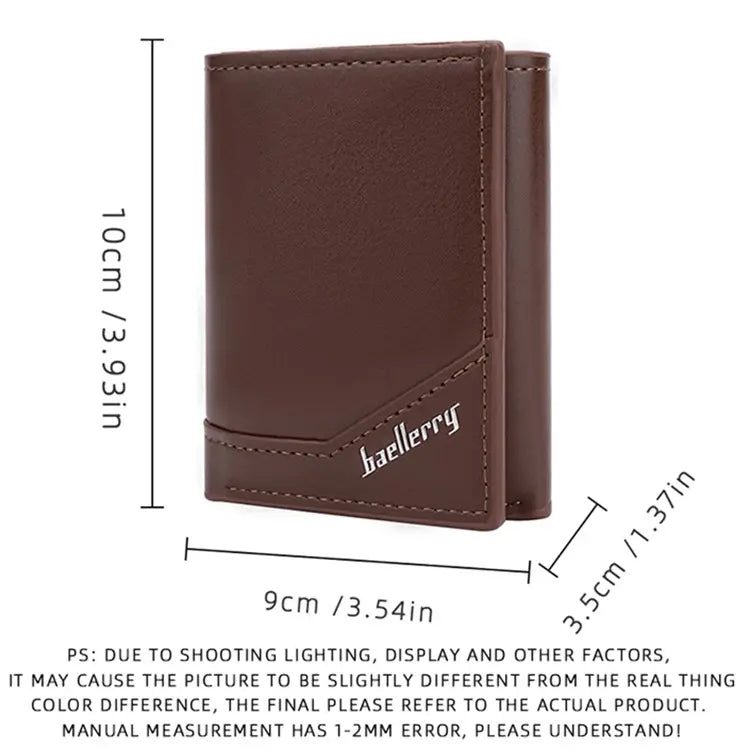BAELLERRY Men's Card Holder Case PU Leather + Metal RFID Blocking Wallet with Pop-Up Design