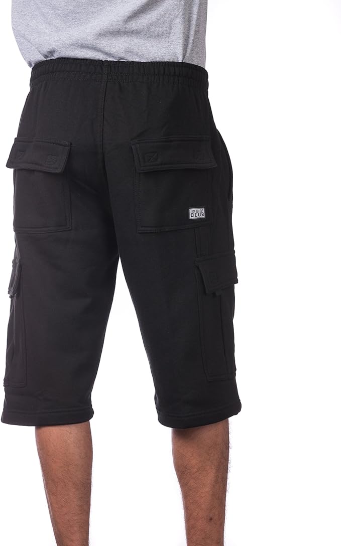 Shorts PROCLUB Men's Heavyweight Cargo Sweat Shorts 6 Pockets Fleece Shorts Pro Club Hip Hop Shorts Casual Sweat shorts Cotton Casual plain