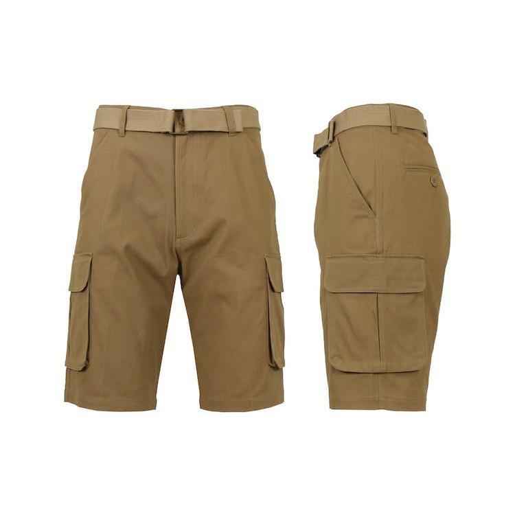 3-Pack Men's Cotton Cargo Shorts with Belt - Soft Stretch Outdoor Cargo Shorts with 6 Pockets