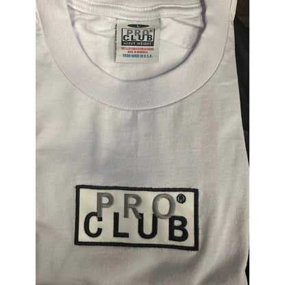 Pro Club Men's Heavyweight Embroidered Box Logo Short Sleeve T-Shirt