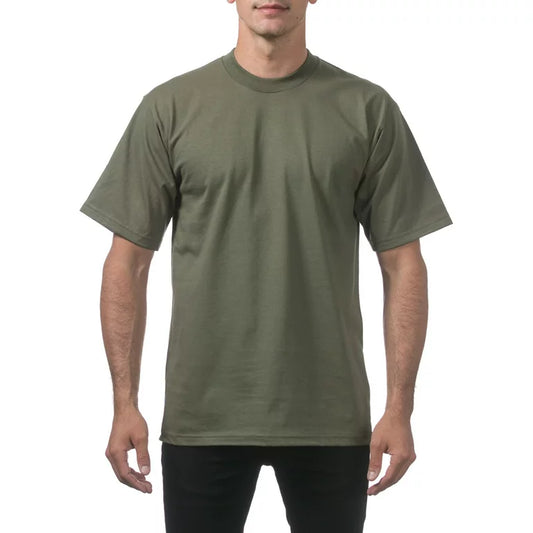 Olive Pro Club Men's Heavyweight Short Sleeve T-Shirt