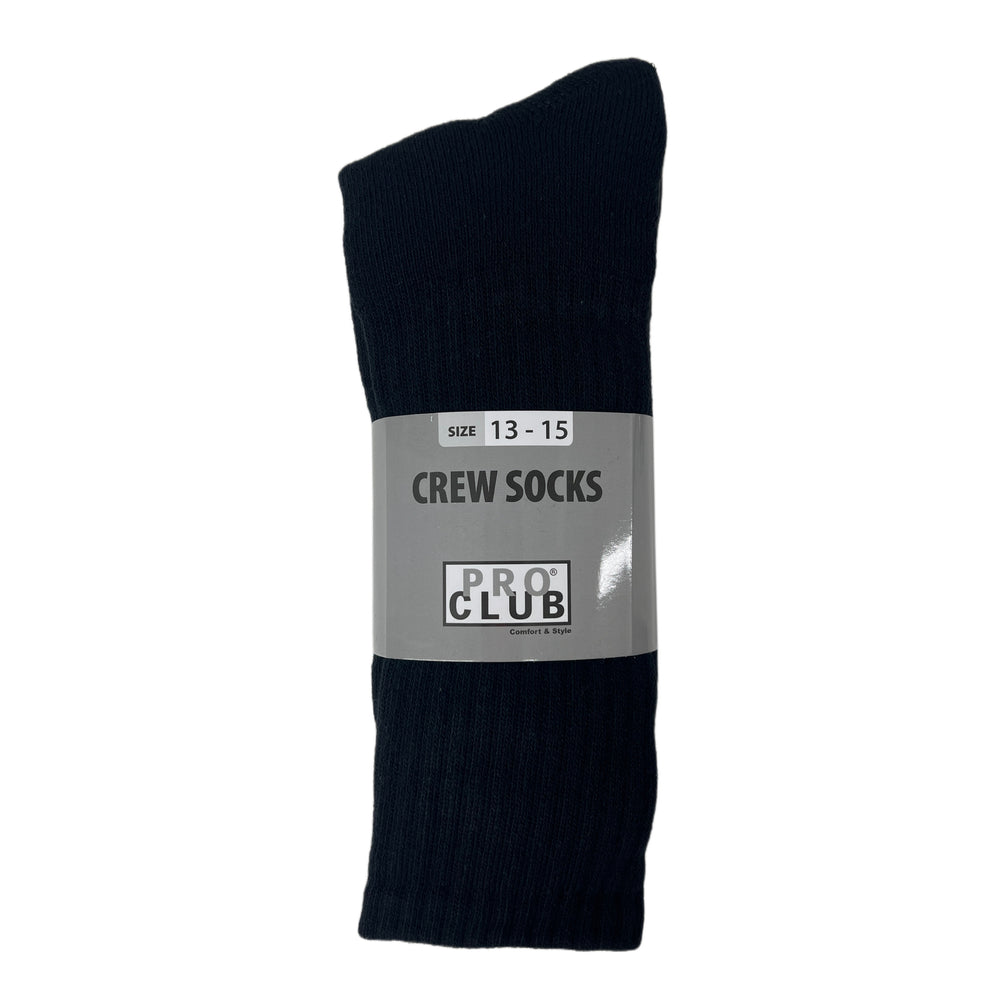 Pro Club Mens 3PC Heavyweight Cotton Crew Socks with Ribbed Knit for Casual Comfort