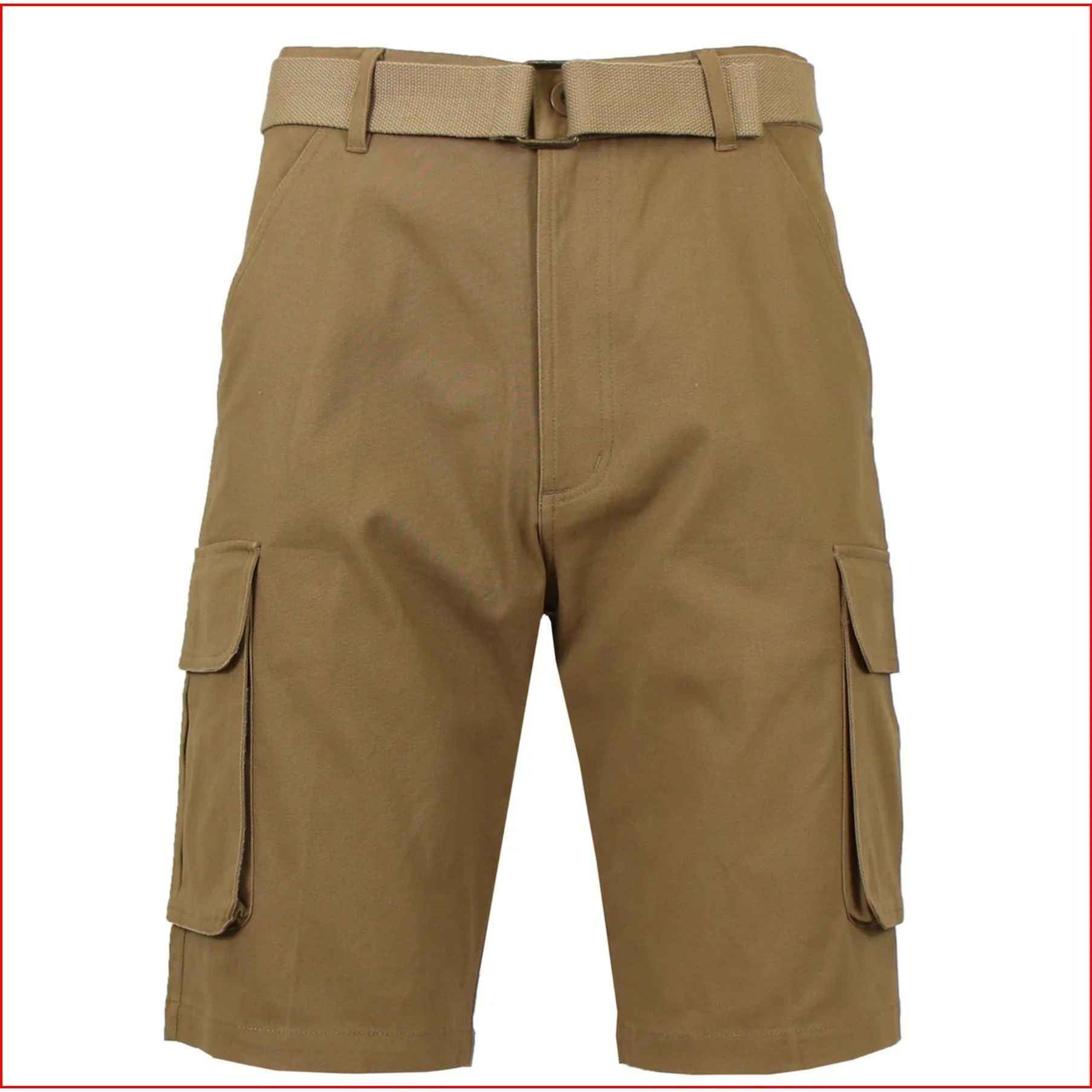 3-Pack Men's Cotton Cargo Shorts with Belt - Soft Stretch Outdoor Cargo Shorts with 6 Pockets