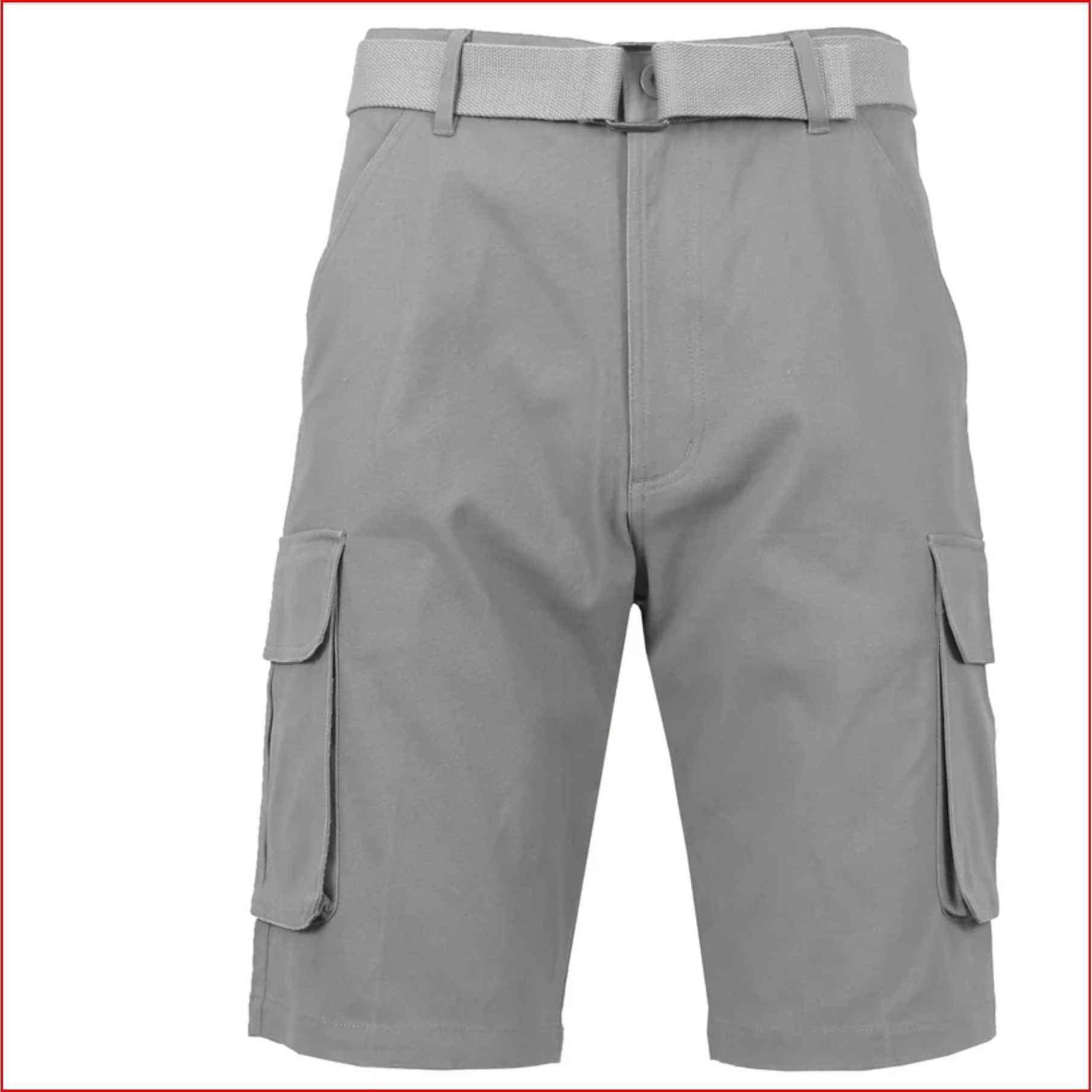 3-Pack Men's Cotton Cargo Shorts with Belt - Soft Stretch Outdoor Cargo Shorts with 6 Pockets