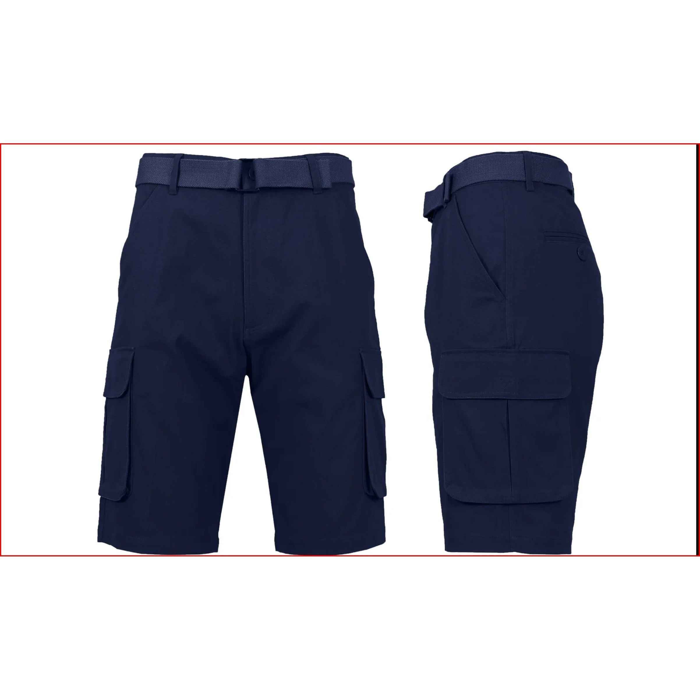 3-Pack Men's Cotton Cargo Shorts with Belt - Soft Stretch Outdoor Cargo Shorts with 6 Pockets