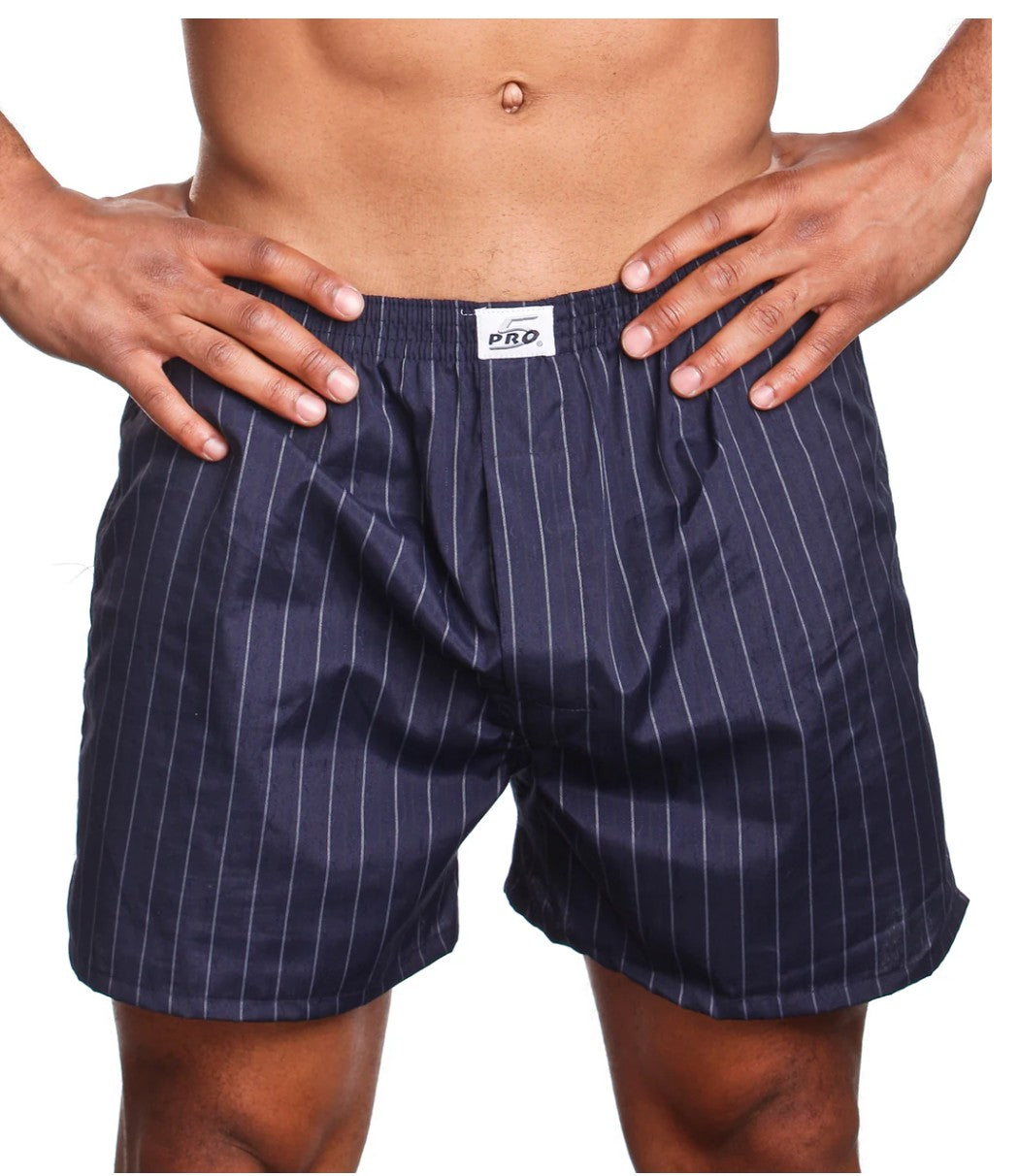 Men's PRO 5 High-Quality 100% Cotton Boxer Briefs - 3pc Bundled Pack, Mix Colors, Striped & Plaid Designs, Breathable Casual Daily Underwear, High-Quality Cotton Men's Boxer Briefs
