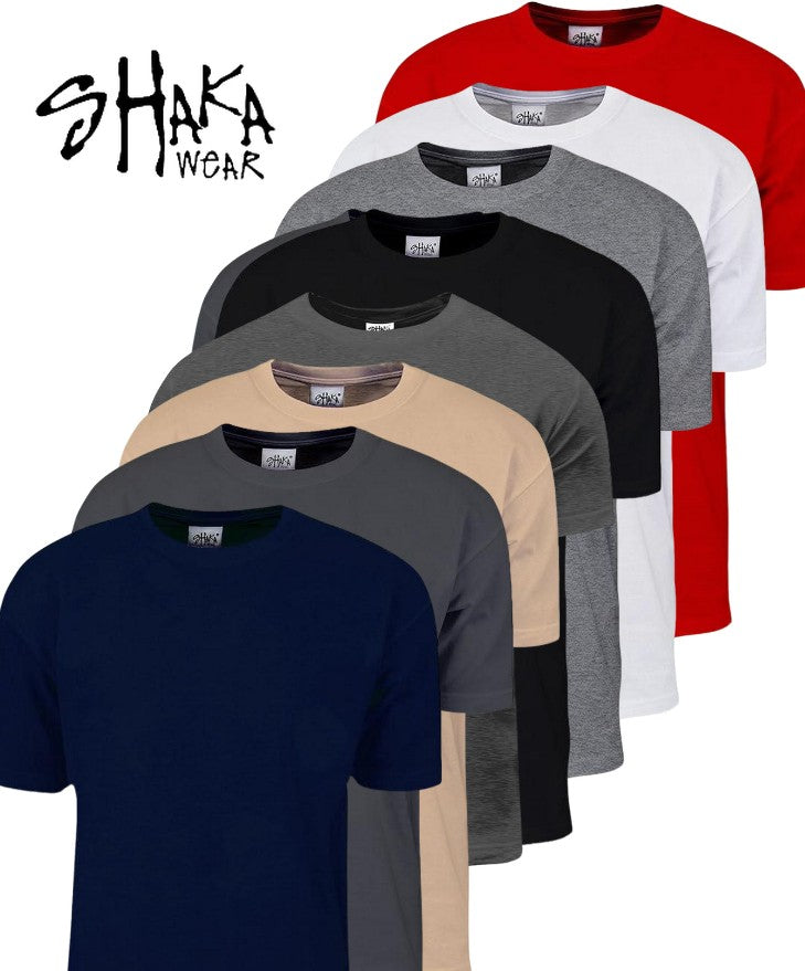 3 Pack Shaka Wear SHMHSS Crewneck 7.5 Oz Heavyweight T-Shirt