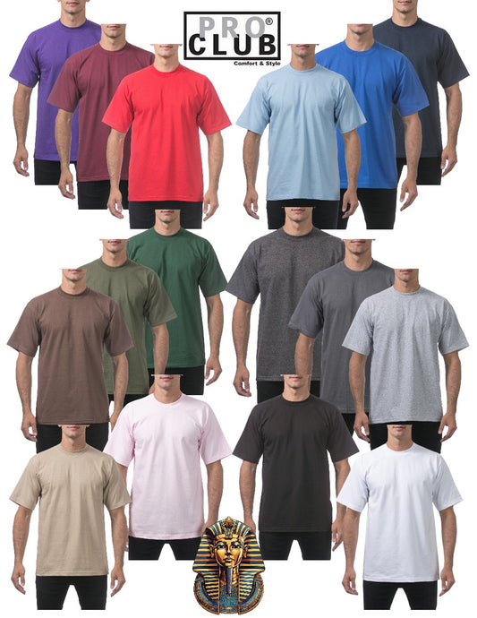 12 Pack Pro Club Men's Heavyweight Short Sleeve T-Shirt