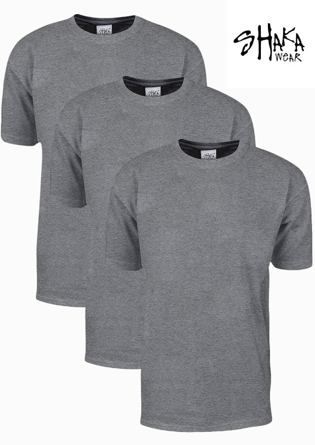 3 Pack Shaka Wear SHMHSS Crewneck 7.5 Oz Heavyweight T-Shirt