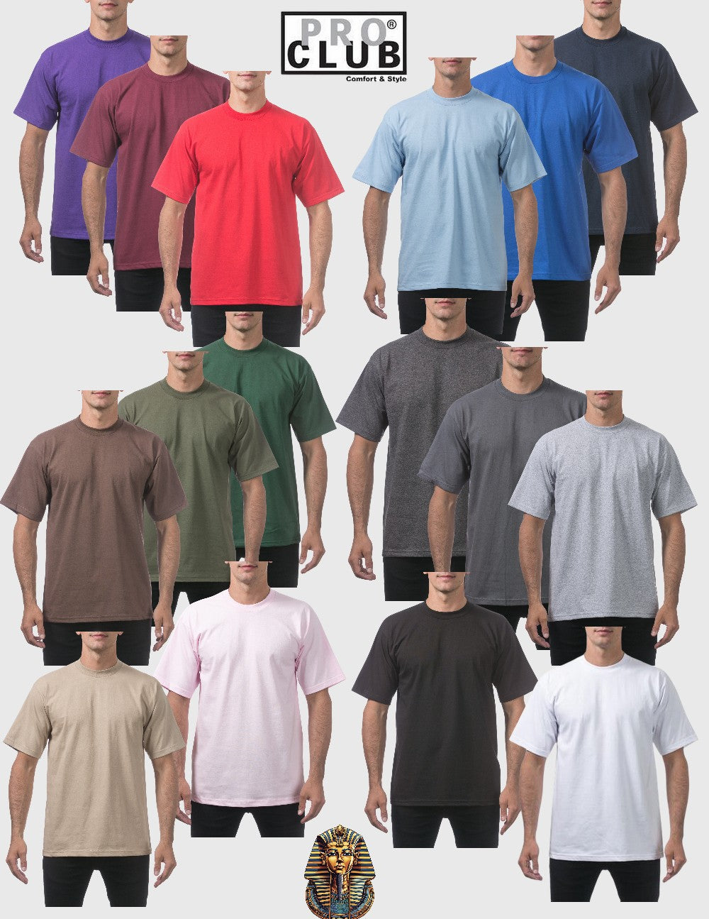 5 Pack Pro Club Men's Heavyweight Short Sleeve T-Shirt