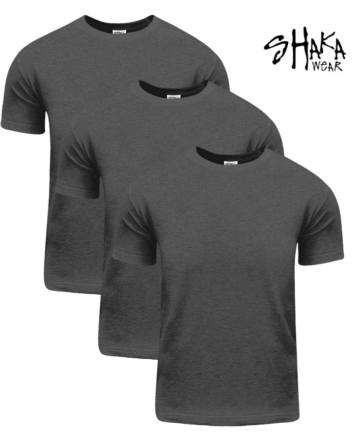 3 Pack Shaka Wear SHMHSS Crewneck 7.5 Oz Heavyweight T-Shirt