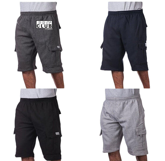 Shorts PROCLUB Men's Heavyweight Cargo Sweat Shorts 6 Pockets Fleece Shorts Pro Club Hip Hop Shorts Casual Sweat shorts Cotton Casual plain