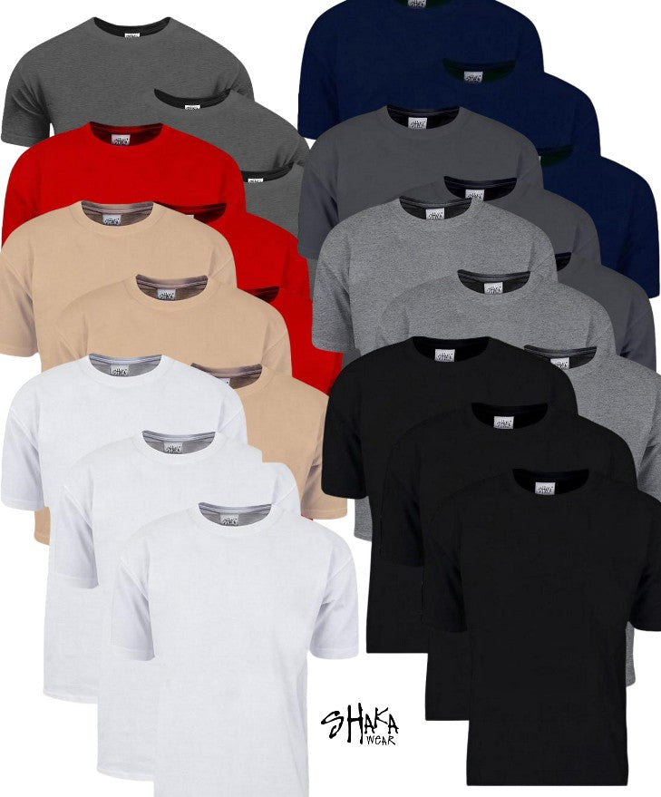 3 Pack Shaka Wear SHMHSS Crewneck 7.5 Oz Heavyweight T-Shirt