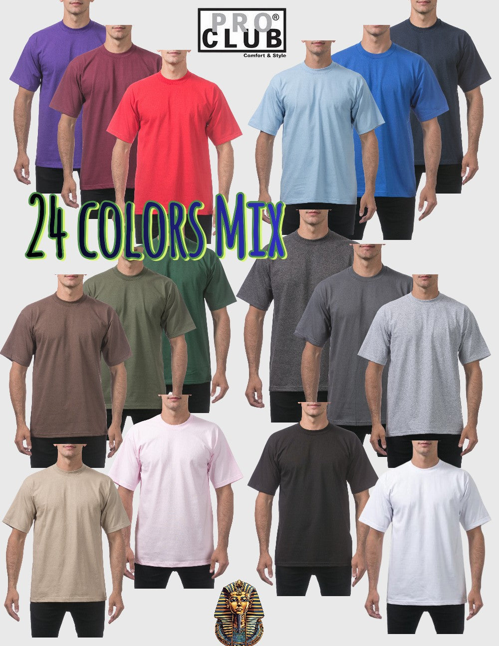 24Pack Pro Club Men's Heavyweight Short Sleeve T-Shirt