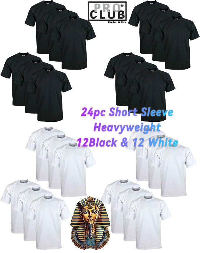 24Pack Pro Club Men's Heavyweight Short Sleeve T-Shirt