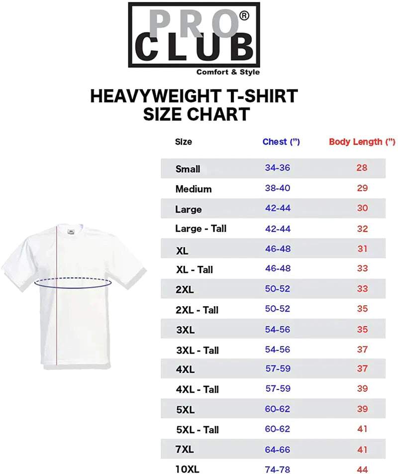 6 Pack Pro Club Men's Heavyweight Short Sleeve T-Shirt