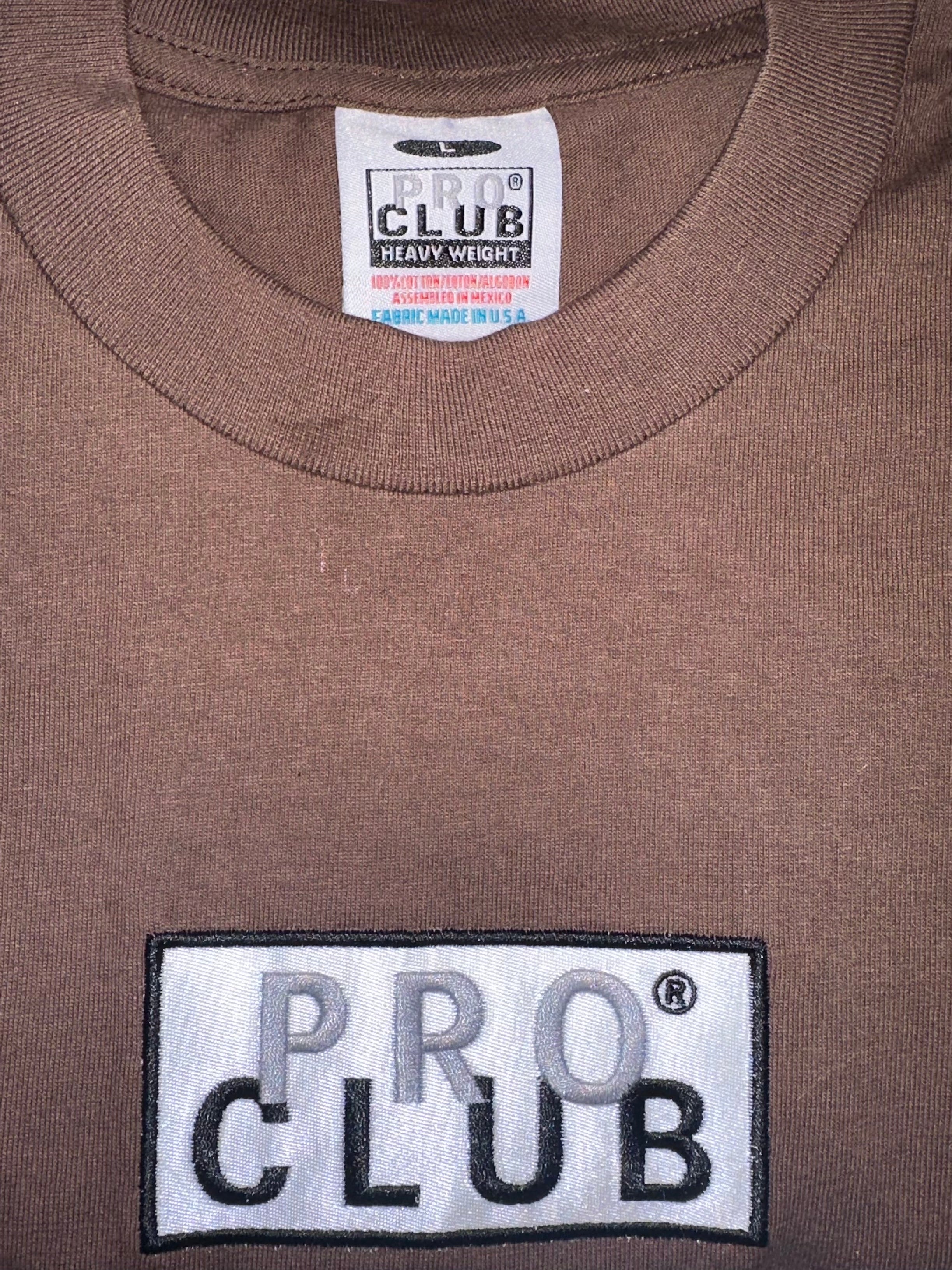 Pro Club Men's Heavyweight Embroidered Box Logo Short Sleeve T-Shirt