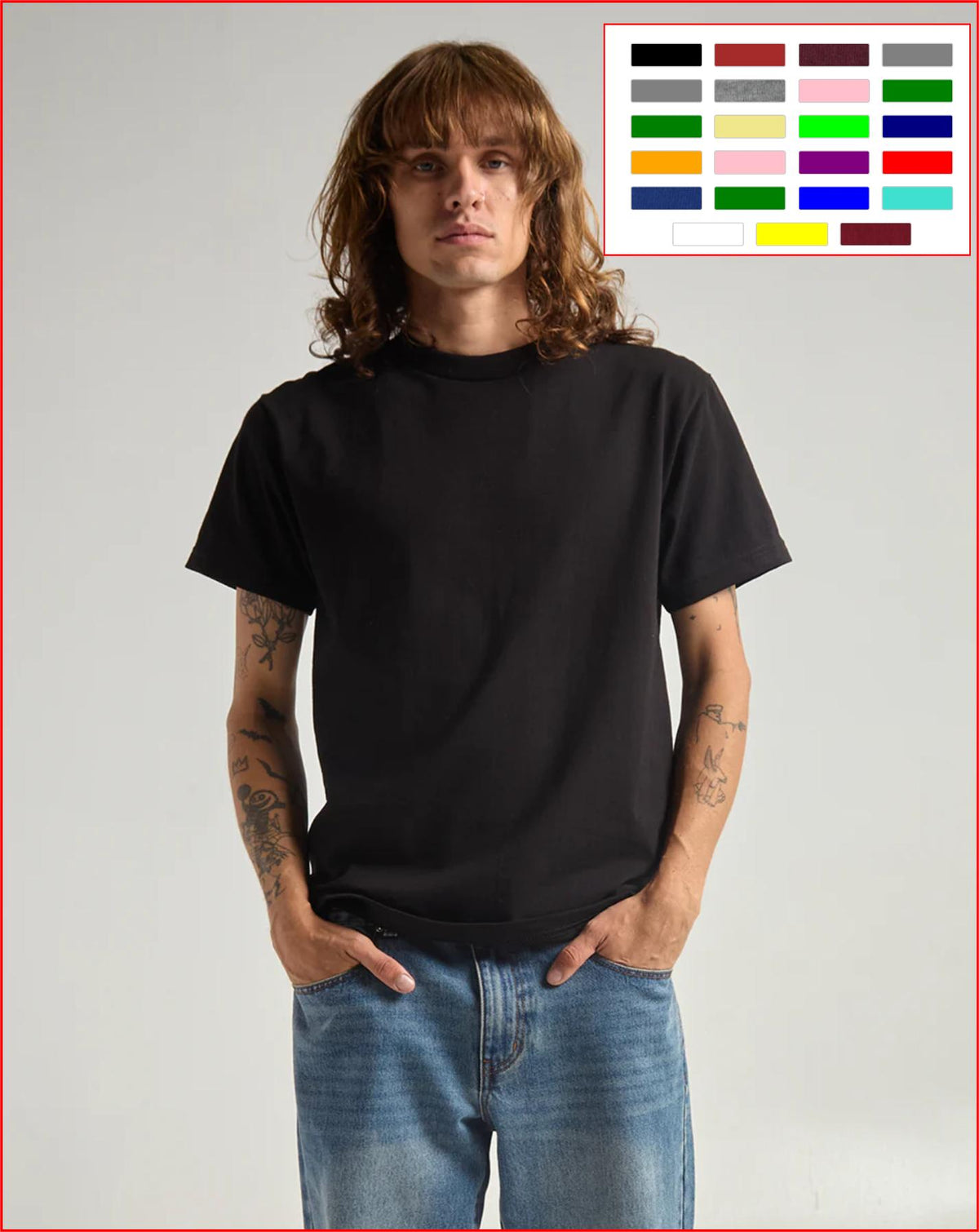 Shaka Wear SHASS Men's 6 oz. Heavyweight 18 Singles Yarn Soft-Spun Cotton Knit T-Shirt - Crew Neck, Short Sleeves (Keep Arms Free to Move), Classic Fit, Easy-to-Style Plain Casual Active Tee