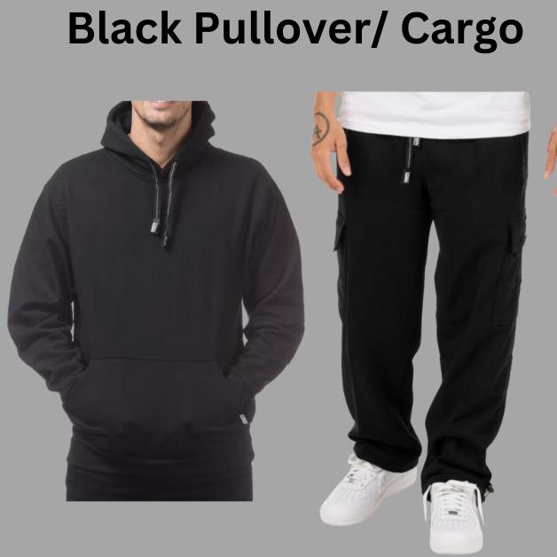 Pro Club Men's 2-Piece Clothing Set - 60% Cotton 40% Polyester, Long Sleeve Zip-Up Hoodie with Pocket, Matching Cargo Sweatpants with Ample Space, Stylish Plain Top, Cozy Enough for Cool Casual Days (Black, Heather Gray, Charcoal Gray, 2 XL) Classic Mensw