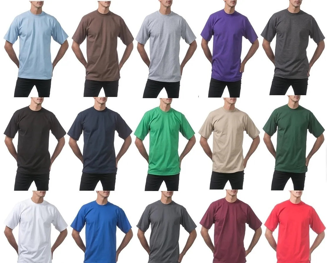 12 Pack Pro Club Men's Heavyweight Short Sleeve T-Shirt