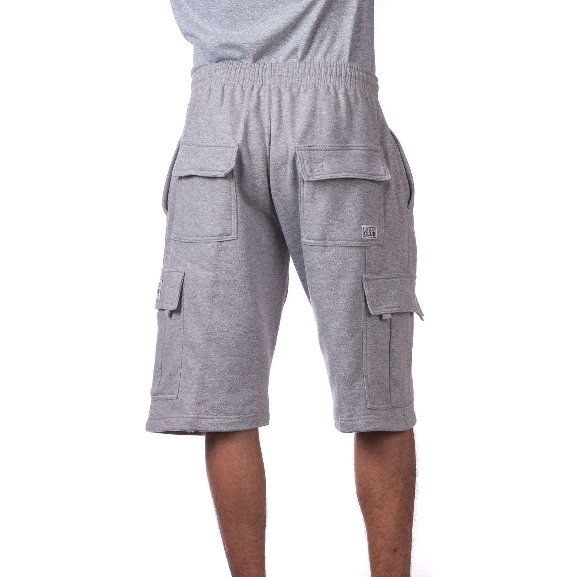 ProClub Cargo Sweat Shorts Men's Heavyweight Fleece Shorts with 6 Pockets Casual Hip Hop Cotton - Sphinx Fashion Club