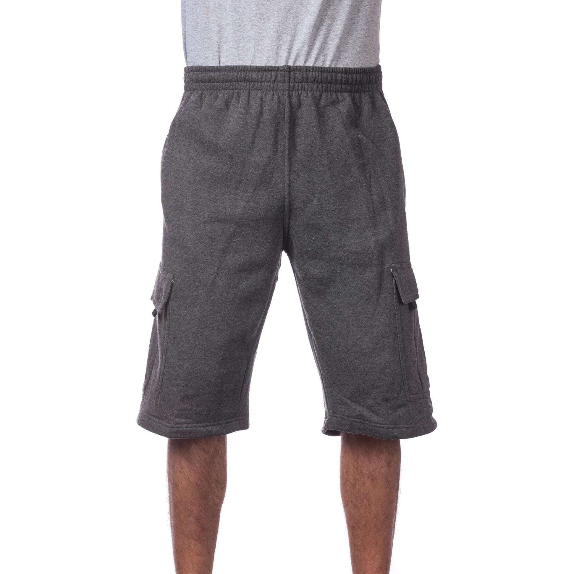 ProClub Cargo Sweat Shorts Men's Heavyweight Fleece Shorts with 6 Pockets Casual Hip Hop Cotton - Sphinx Fashion Club