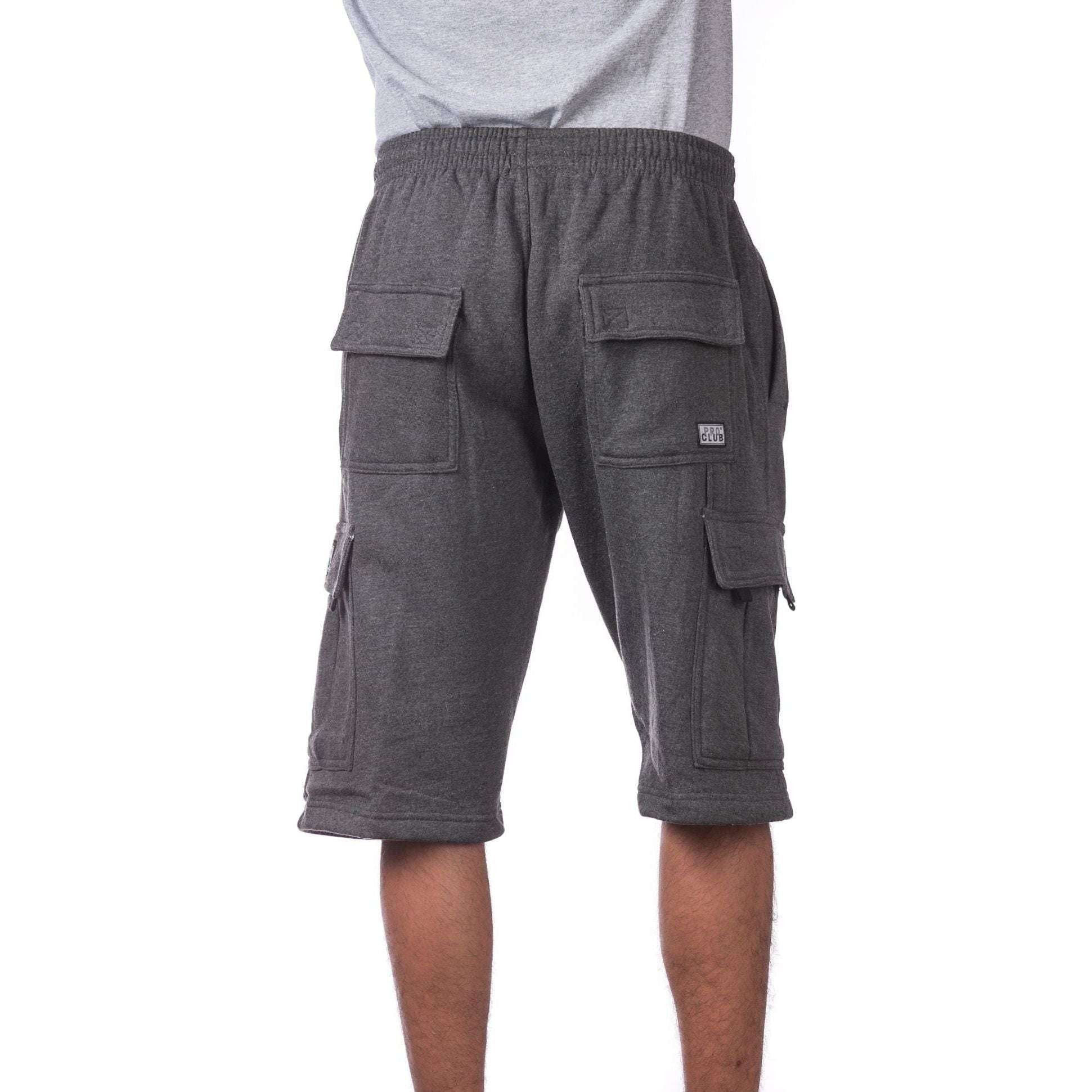ProClub Cargo Sweat Shorts Men's Heavyweight Fleece Shorts with 6 Pockets Casual Hip Hop Cotton - Sphinx Fashion Club