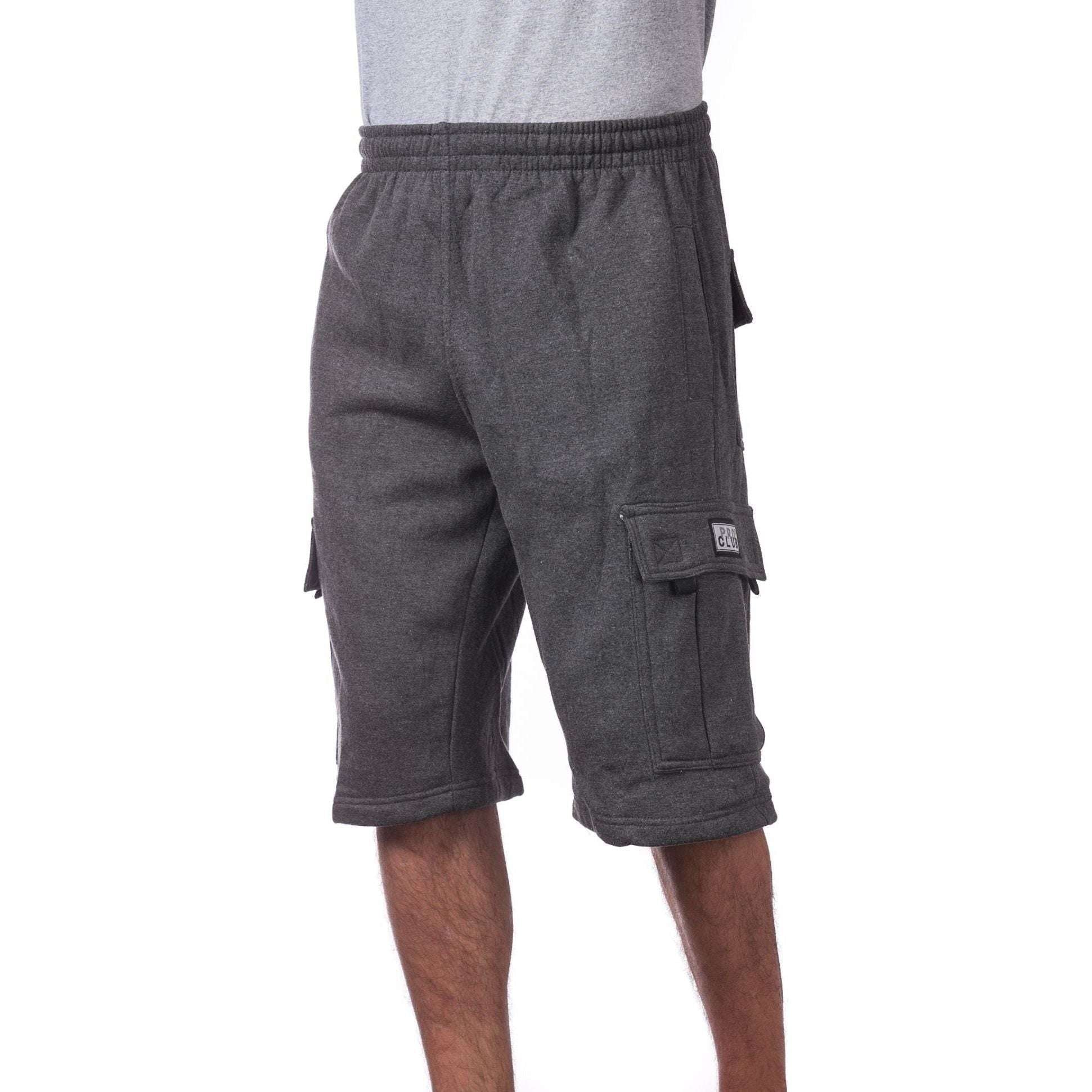 ProClub Cargo Sweat Shorts Men's Heavyweight Fleece Shorts with 6 Pockets Casual Hip Hop Cotton - Sphinx Fashion Club