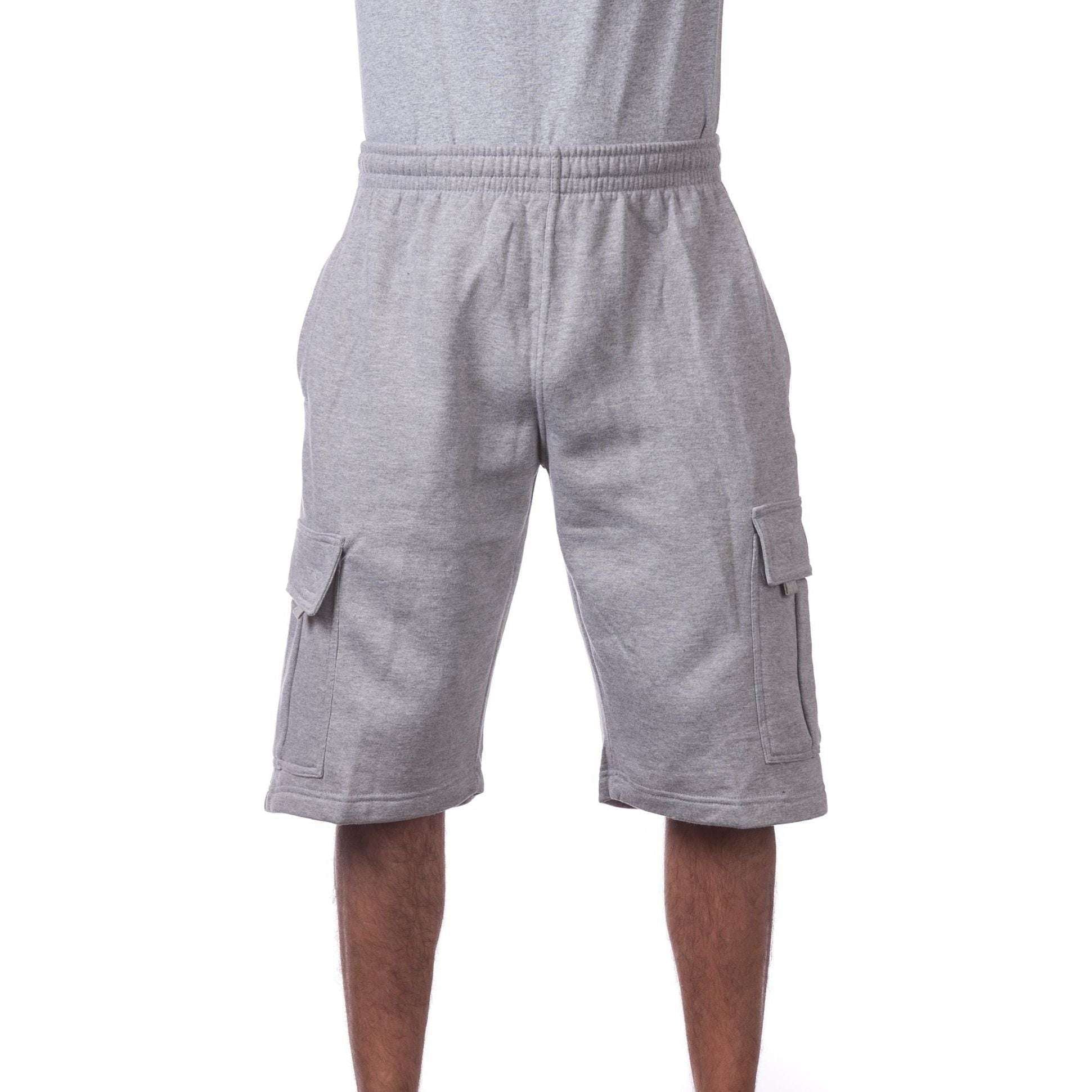 ProClub Cargo Sweat Shorts Men's Heavyweight Fleece Shorts with 6 Pockets Casual Hip Hop Cotton - Sphinx Fashion Club