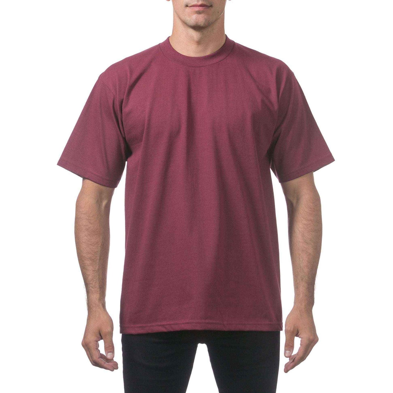 Pro Club Heavyweight T-Shirt in Burgundy with a Classic Fit for Everyday Wear