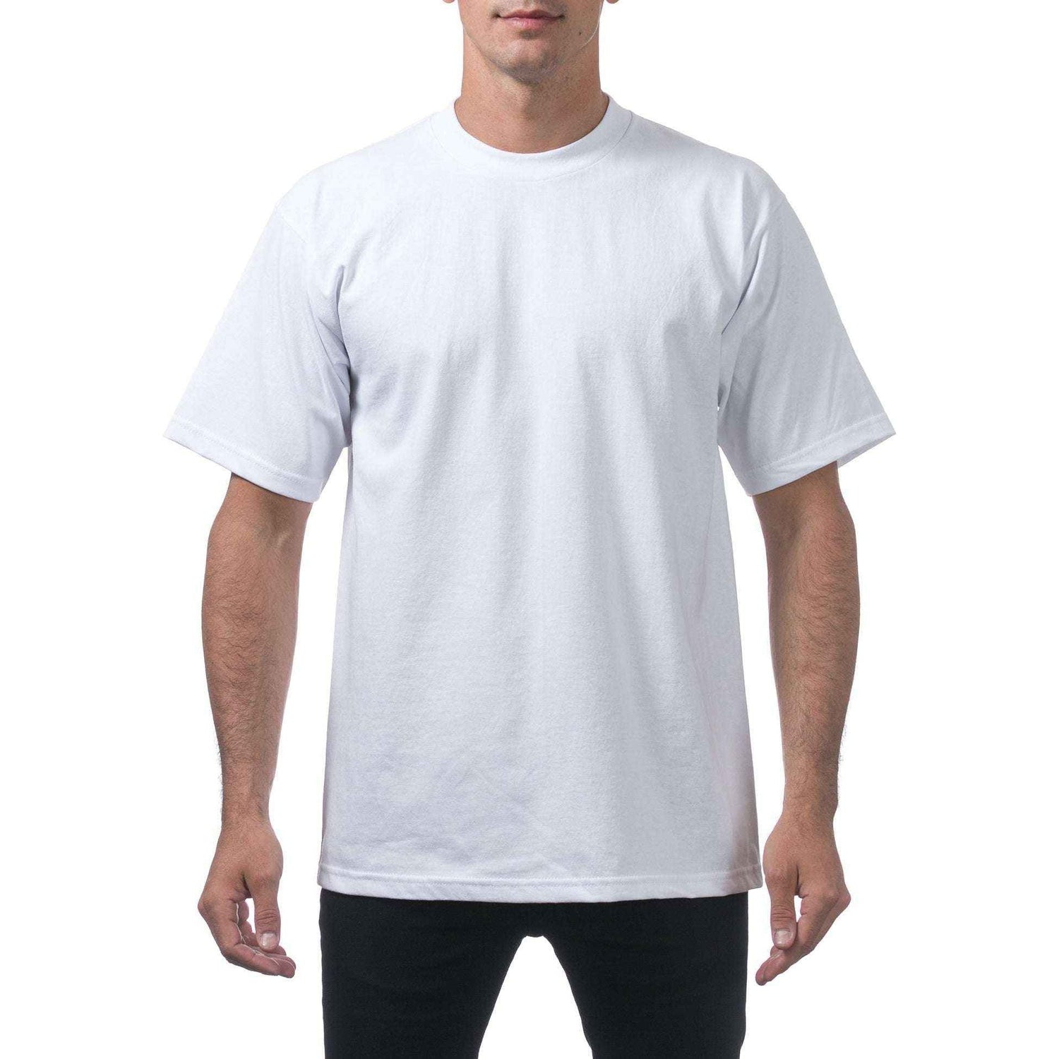 Pro Club Heavyweight T-Shirt in white, featuring a classic crew neck and relaxed fit