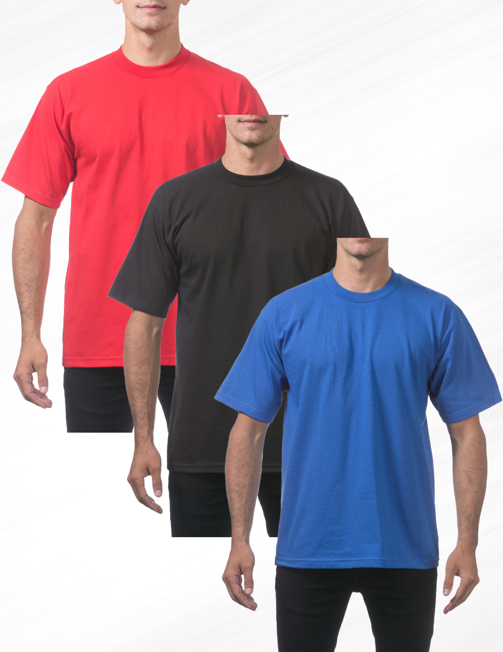 3 Pack Pro Club Men's Heavyweight Short Sleeve T-Shirt