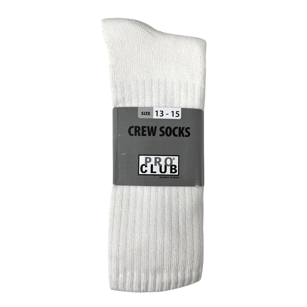 Pro Club Mens 3PC Heavyweight Cotton Crew Socks with Ribbed Knit for Casual Comfort
