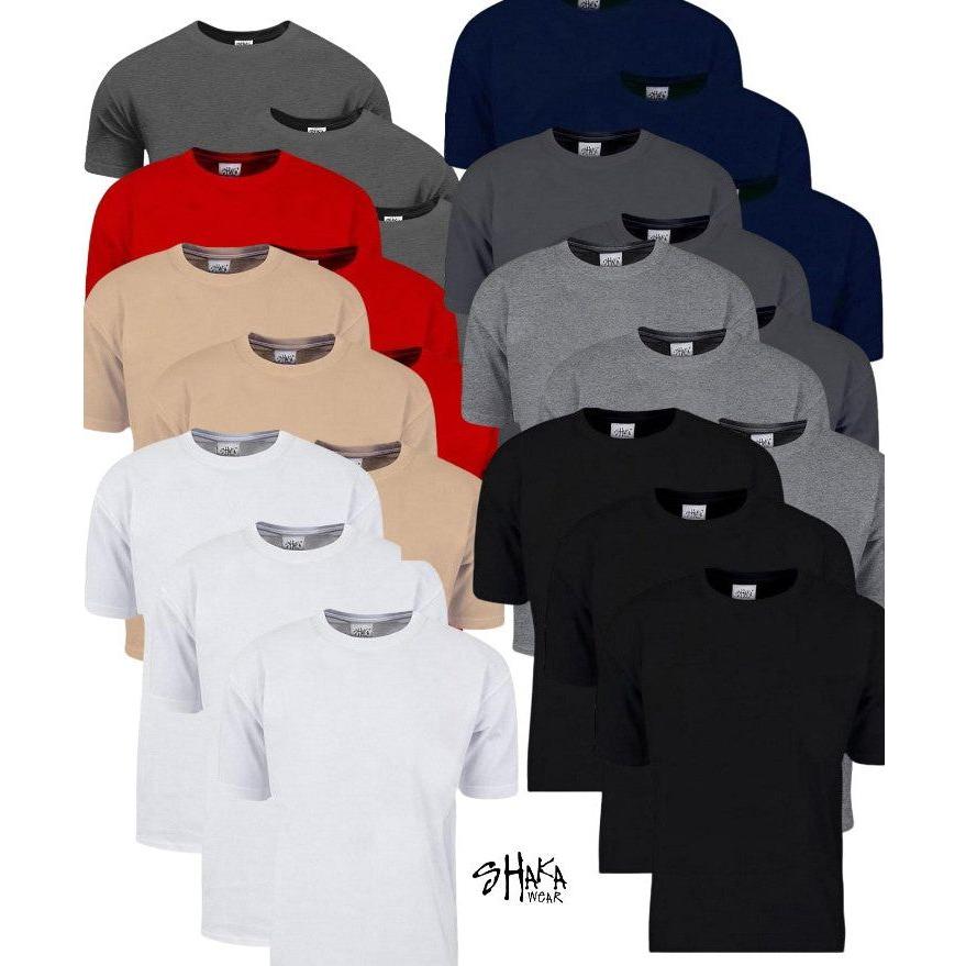 Variety of Shaka Wear Heavyweight T-Shirt colors in a group, showcasing versatile styles for every wardrobe
