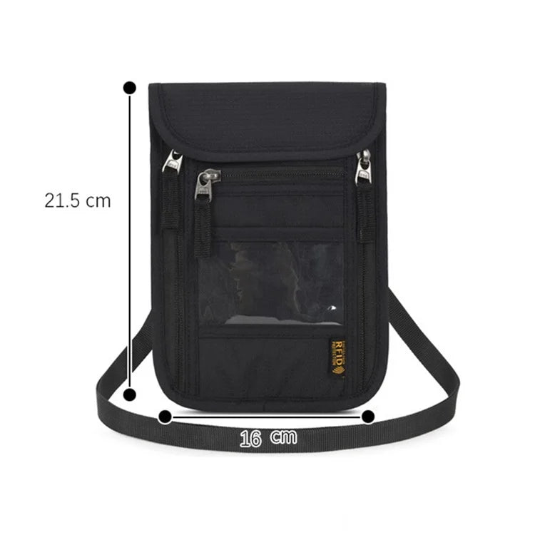 JUNLETU RFID Blocking Travel Passport Storage Bag Waterproof Nylon Credit Cards Phone Carrying Bag